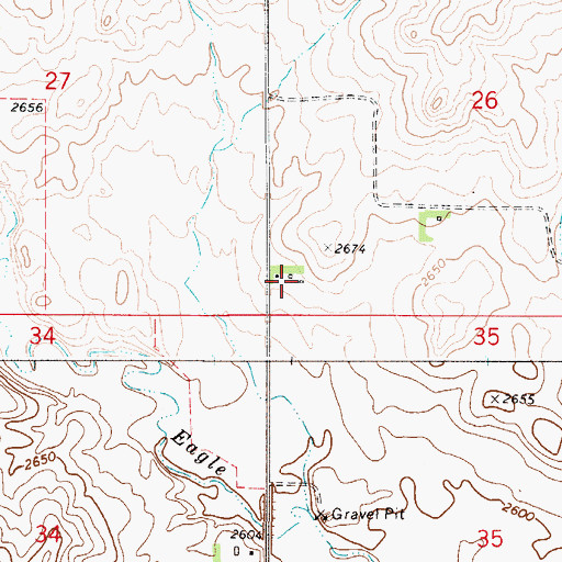 Topographic Map of 35N50E26CCCA01 Well, MT