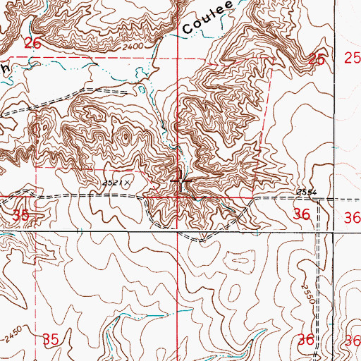 Topographic Map of 35N48E25CCCC01 Well, MT