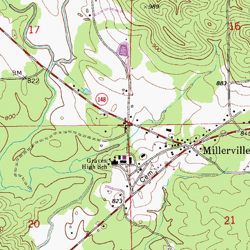Topographic Map of Millerville Church, AL