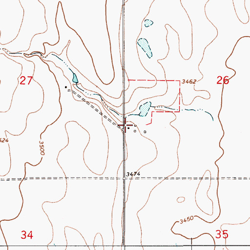 Topographic Map of 35N06E26CBCC01 Well, MT