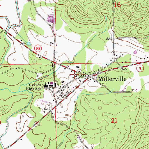 Topographic Map of Old Millerville Church, AL