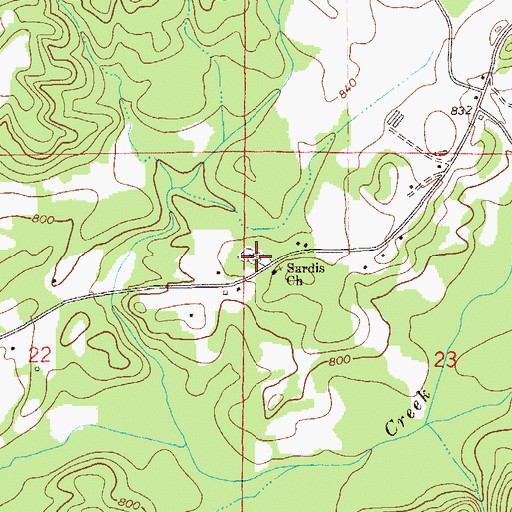 Topographic Map of Sardis Cemetery, AL