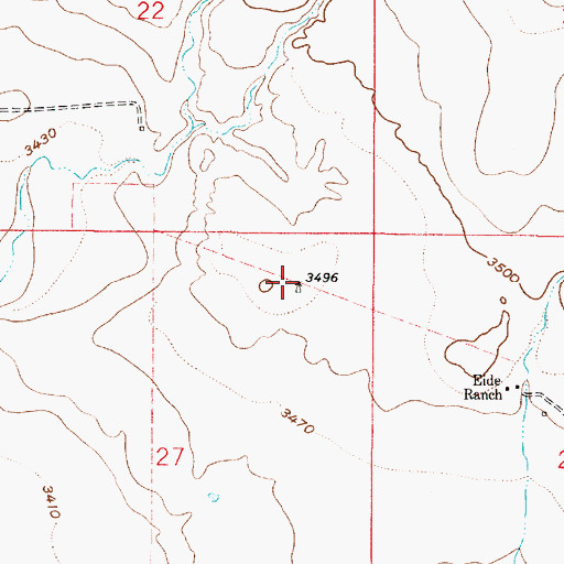 Topographic Map of 35N02E27AABD01 Well, MT