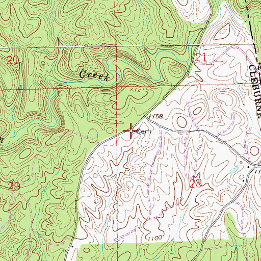 Topographic Map of Roe Cemetery, AL