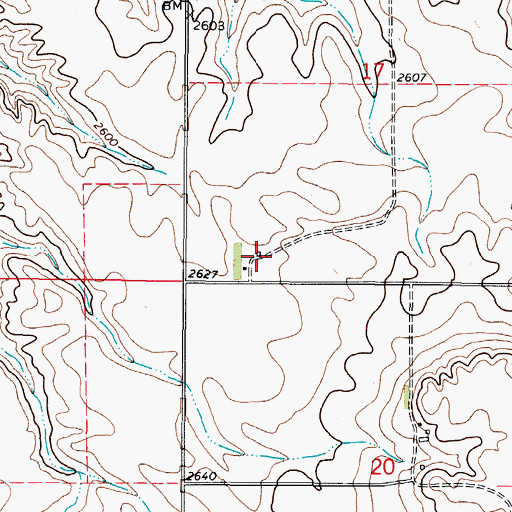 Topographic Map of 35N47E17CCDD01 Well, MT
