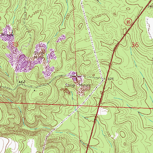 Topographic Map of Lucas Number 1 Mine, AL