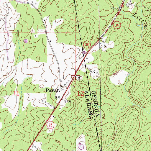 Topographic Map of Paran Church, AL