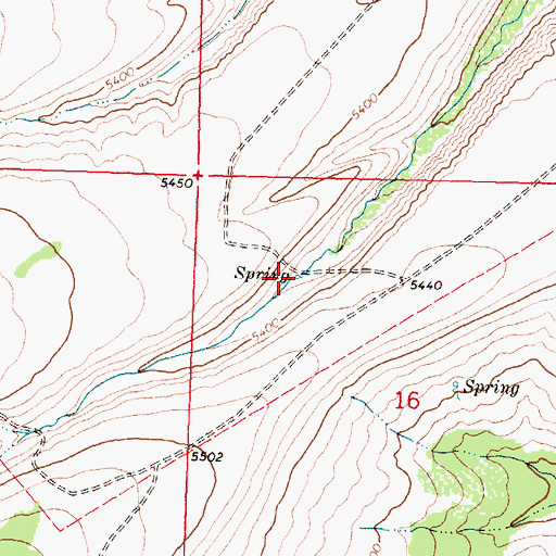 Topographic Map of 35N13W16BBDD01 Spring, MT