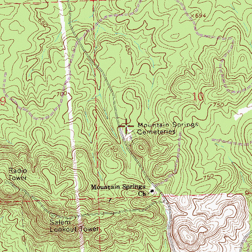 Topographic Map of County Line Baptist Church (historical), AL