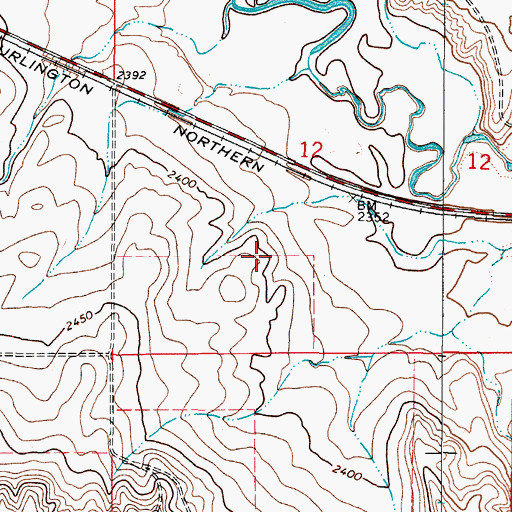 Topographic Map of 35N47E12CD__01 Well, MT