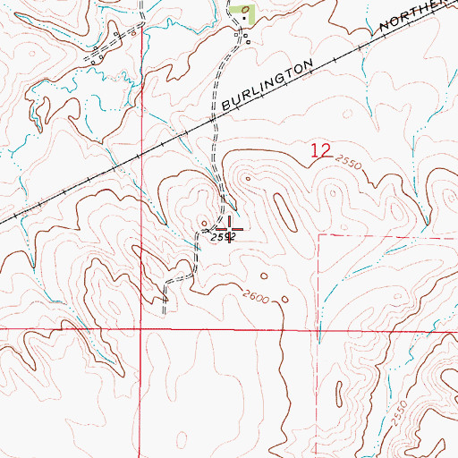 Topographic Map of 35N46E12BACB02 Well, MT