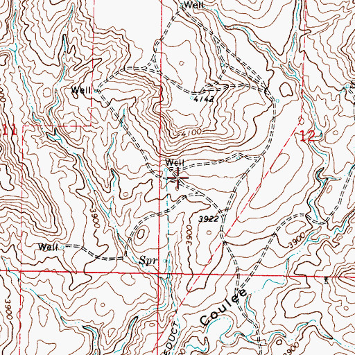 Topographic Map of 35N04W12CB__01 Well, MT