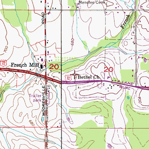 Topographic Map of Bethel Cemetery, AL