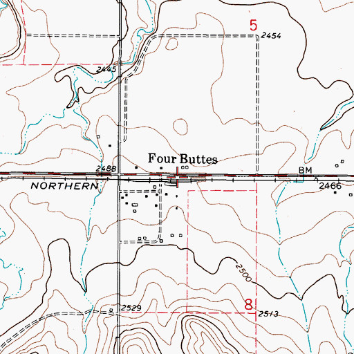 Topographic Map of 35N47E08BBAA01 Well, MT