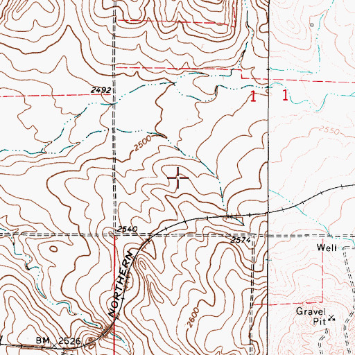 Topographic Map of 35N48E01CCAA01 Well, MT