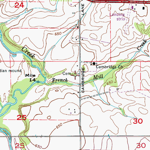 Topographic Map of Cambridge Church Cemetery, AL