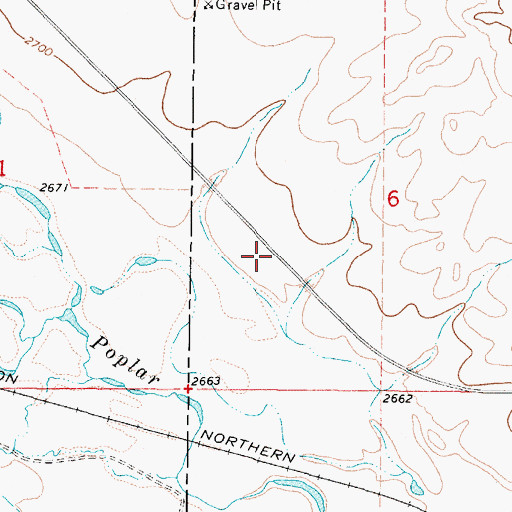 Topographic Map of 35N44E06CBDB01 Well, MT