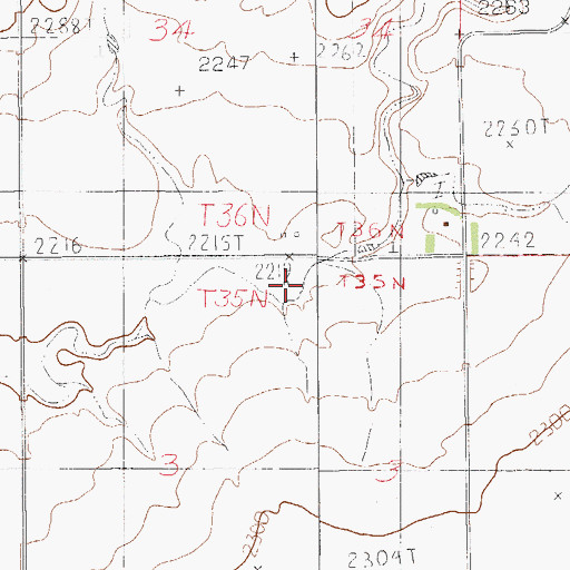 Topographic Map of 35N55E03ABBA01 Well, MT