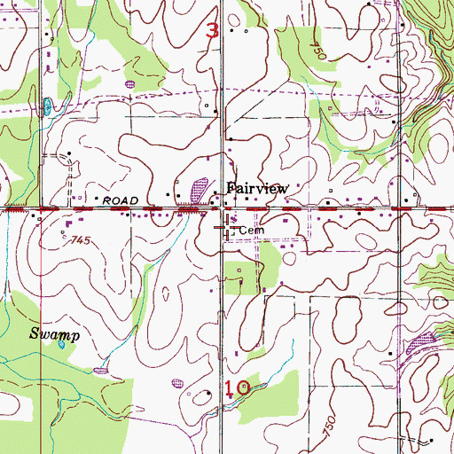 Topographic Map of Fairview Church Cemetery, AL