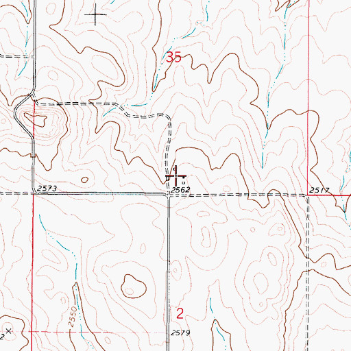 Topographic Map of 36N46E35DCCC01 Well, MT