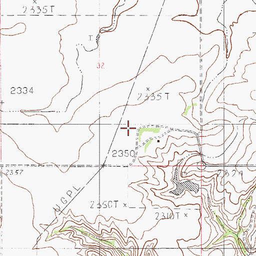 Topographic Map of 36N53E32DD__01 Well, MT