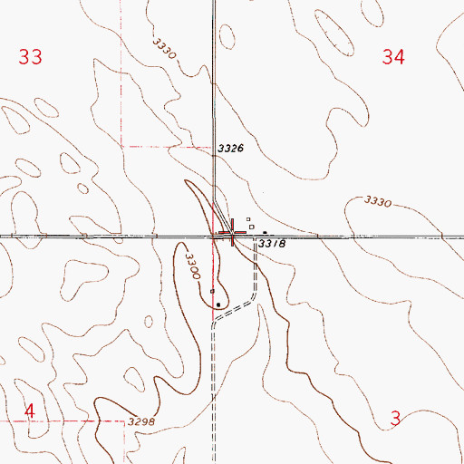 Topographic Map of 36N07E34CCCD01 Well, MT