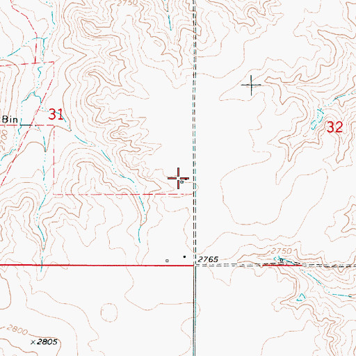 Topographic Map of 36N50E31DADD01 Well, MT