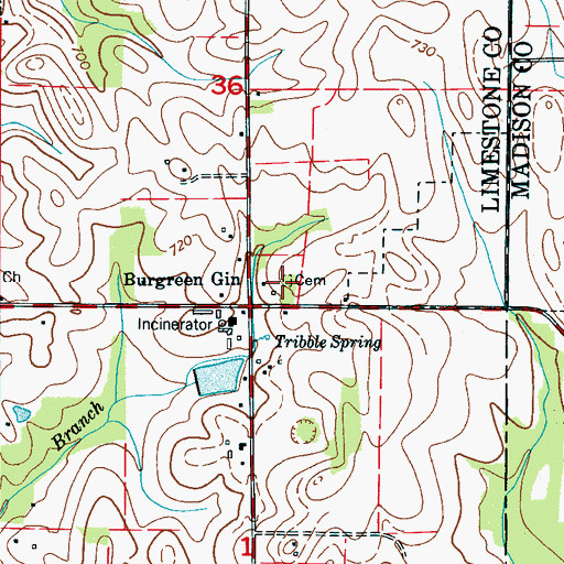 Topographic Map of Glover Cemetery, AL