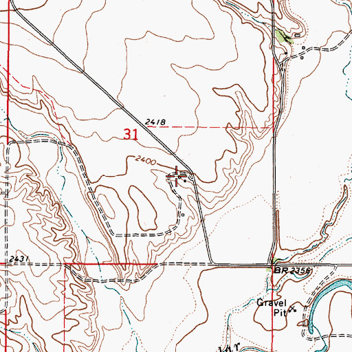 Topographic Map of 36N48E31DBD_01 Well, MT
