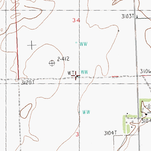 Topographic Map of 35N24E03ABBB01 Well, MT