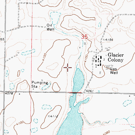 Topographic Map of 36N05W35CD__01 Well, MT