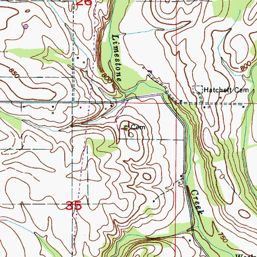 Topographic Map of Hardin Cemetery, AL