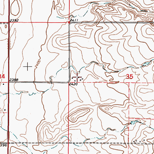 Topographic Map of 36N48E35BCCD01 Well, MT