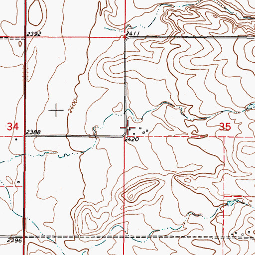 Topographic Map of 36N48E35BCCC01 Well, MT