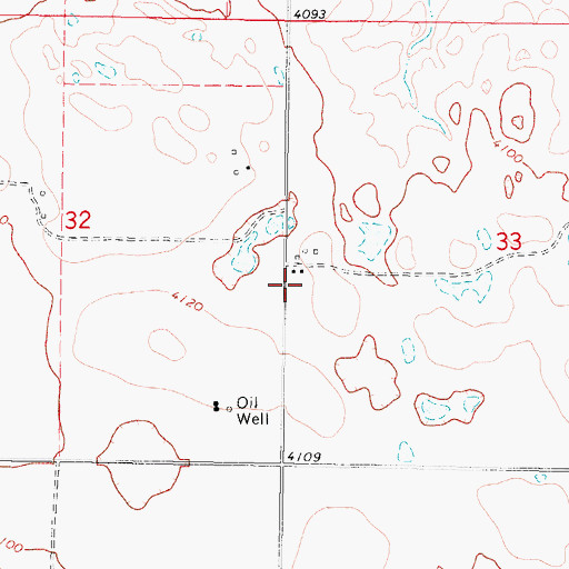 Topographic Map of 36N05W33CBBC01 Well, MT