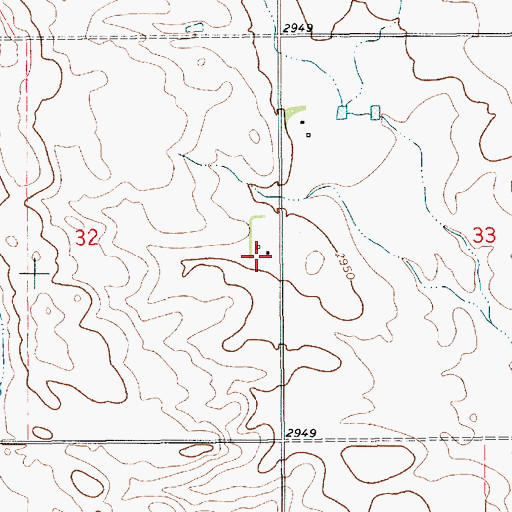 Topographic Map of 36N10E32DAAA01 Well, MT