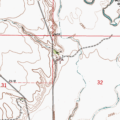Topographic Map of 36N48E32BCBA01 Well, MT