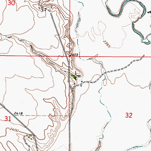 Topographic Map of 36N48E32BBCA01 Well, MT