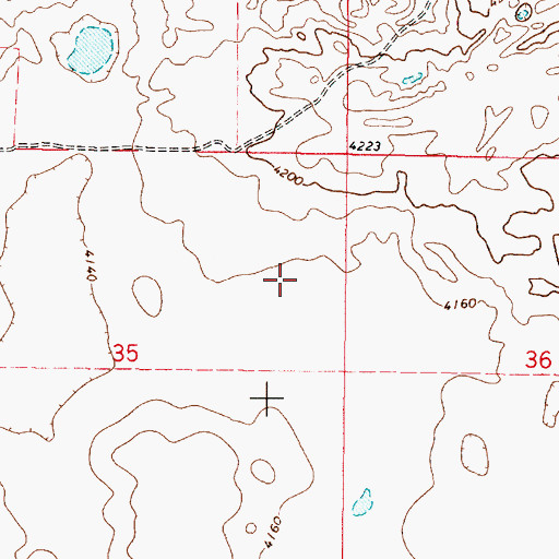 Topographic Map of 36N04W35AD__01 Well, MT