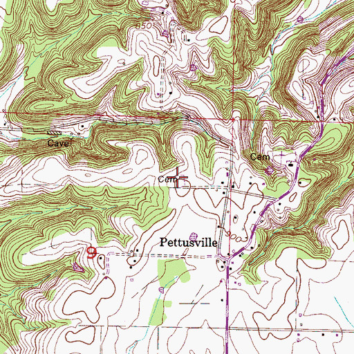 Topographic Map of Hodges Cemetery, AL