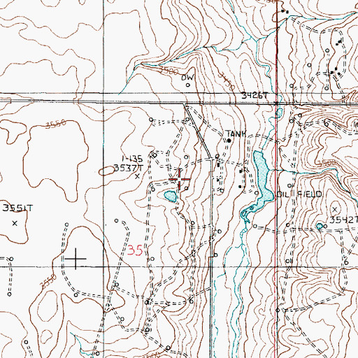 Topographic Map of 36N02W35ACAA01 Well, MT
