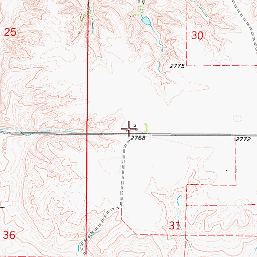 Topographic Map of 36N49E30CCDD01 Well, MT