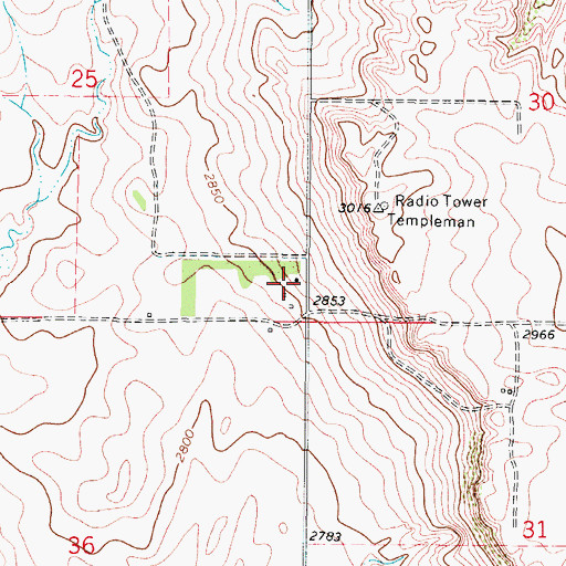 Topographic Map of 36N44E25DDDA02 Well, MT