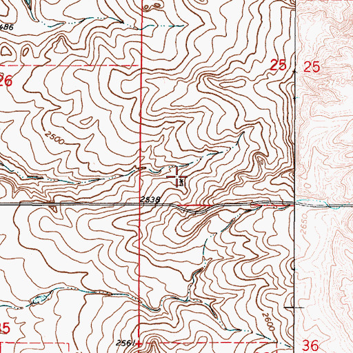 Topographic Map of 36N48E25CCDB01 Well, MT
