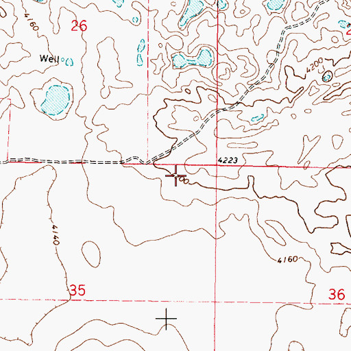 Topographic Map of 36N04W35AA__01 Well, MT