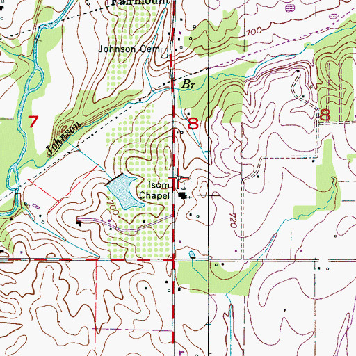 Topographic Map of Isom Cemetery, AL