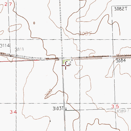 Topographic Map of 36N24E35BBBB01 Well, MT