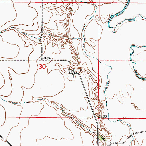 Topographic Map of 36N48E30DADB01 Well, MT