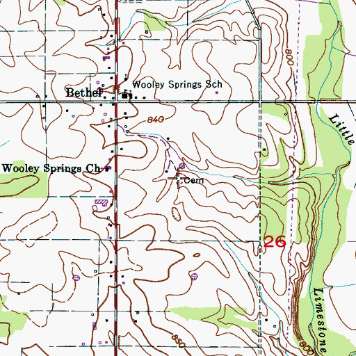 Topographic Map of Jones Cemetery, AL