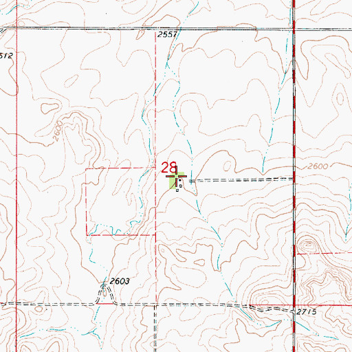 Topographic Map of 36N50E28DBBA01 Well, MT